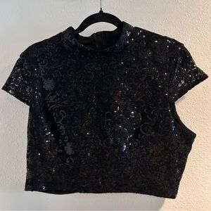 City Triangles Black Sequin Crop Top Size 15